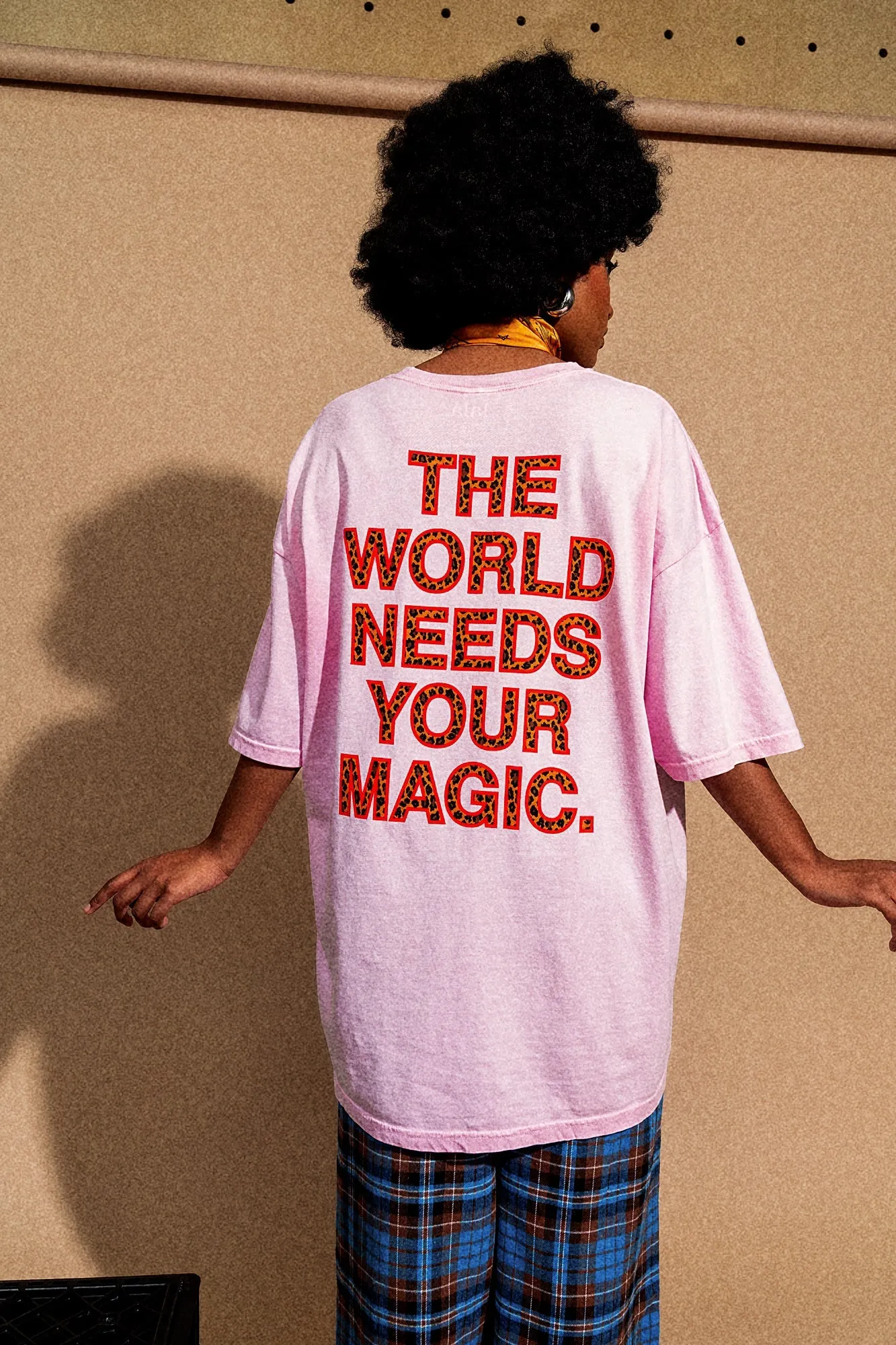 The World Needs Your Magic Oversized Leopard Tee in Pink sold by Dressed In Lala product image thumbnail 3