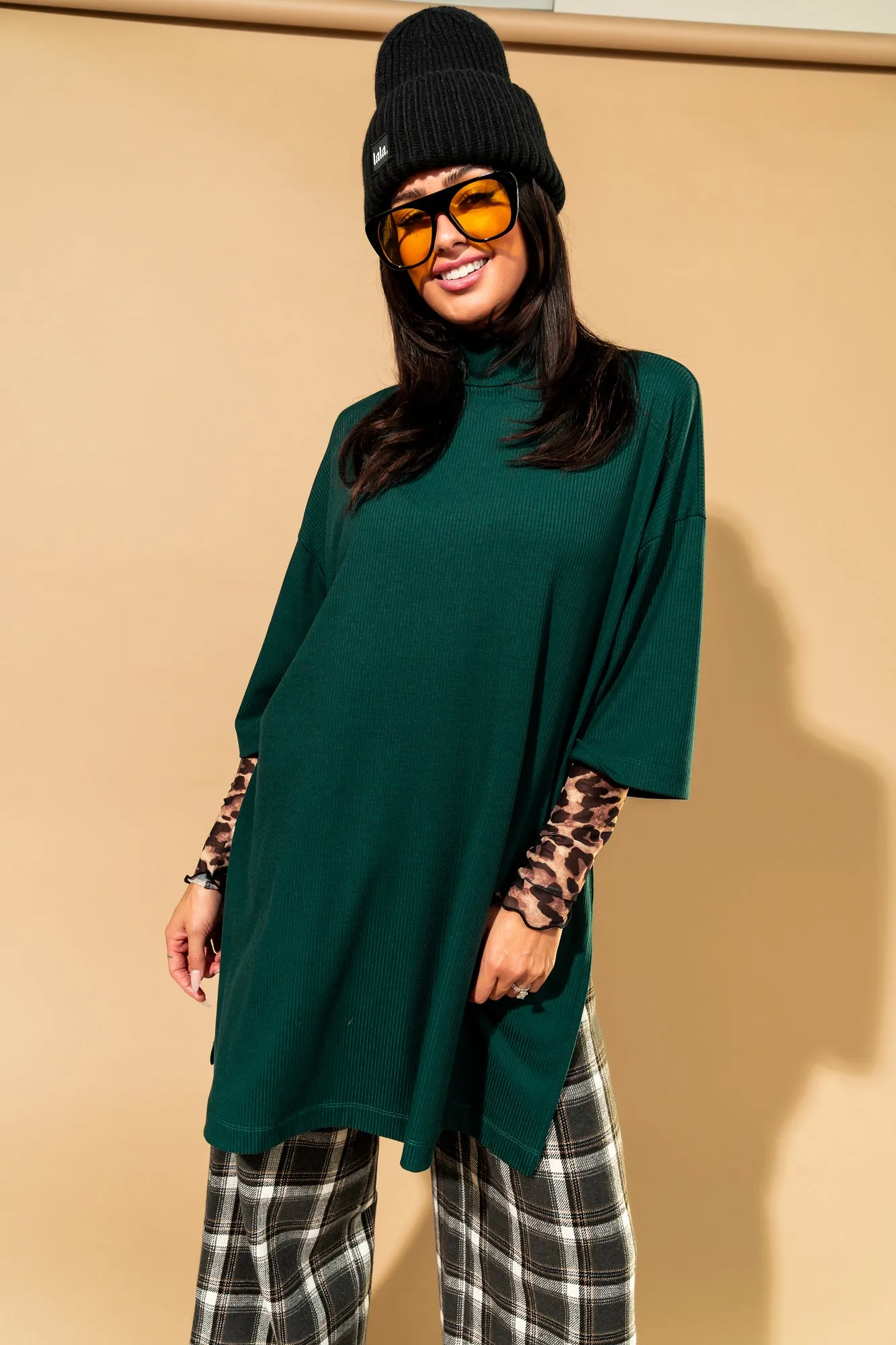 Lala Icon Mock Neck Top in Emerald sold by Dressed In Lala product image thumbnail 5