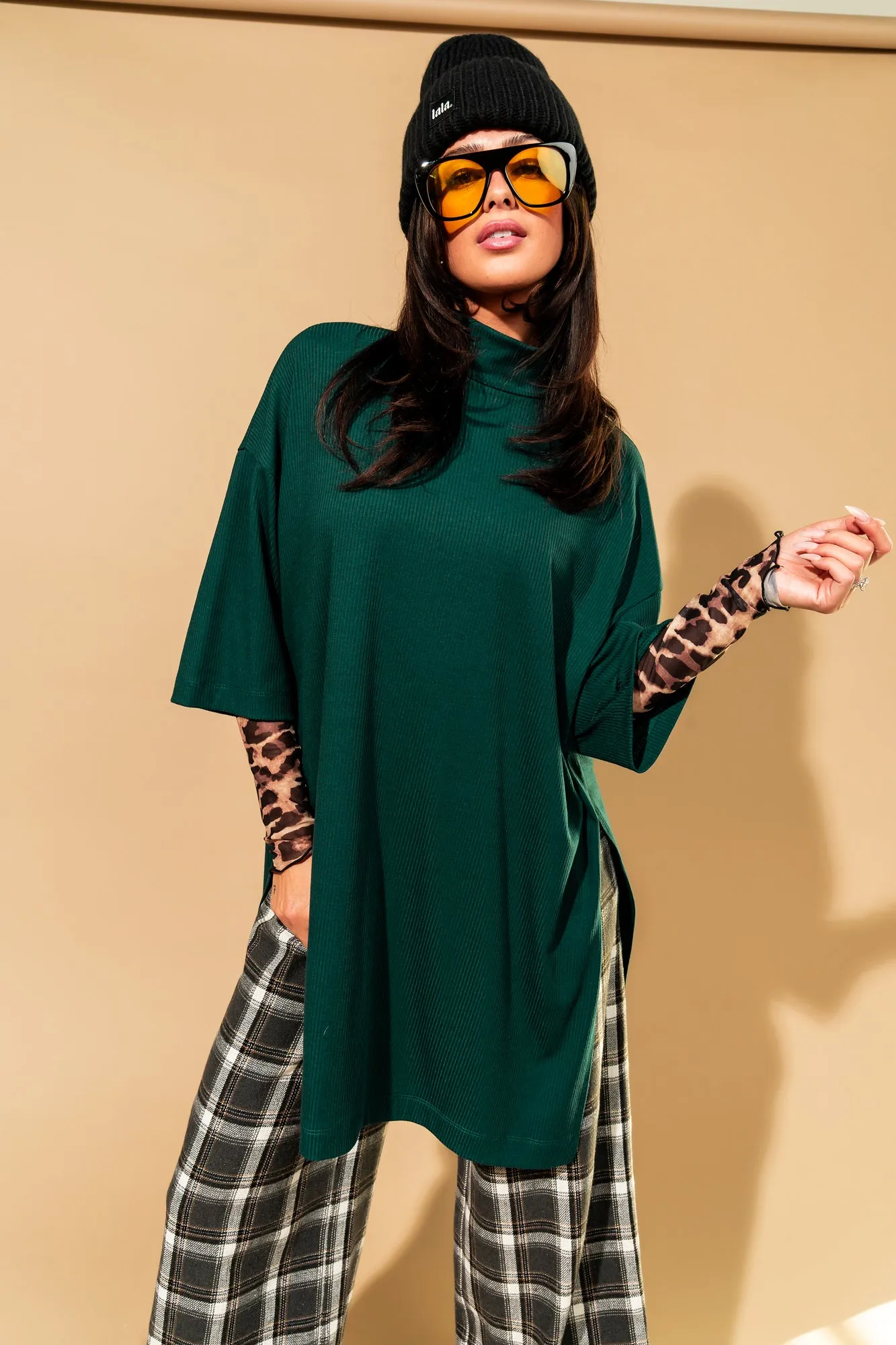 Lala Icon Mock Neck Top in Emerald sold by Dressed In Lala