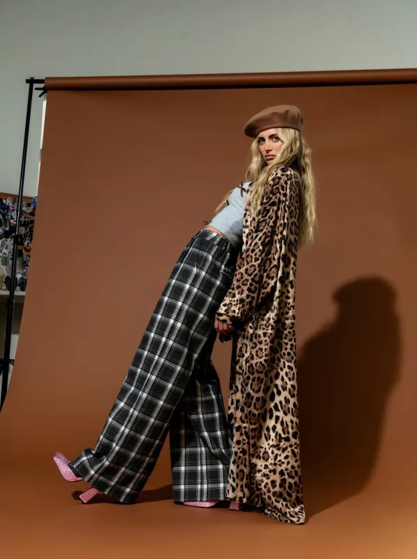 Here Kitty Leopard Satin Duster Dress sold by Dressed In Lala