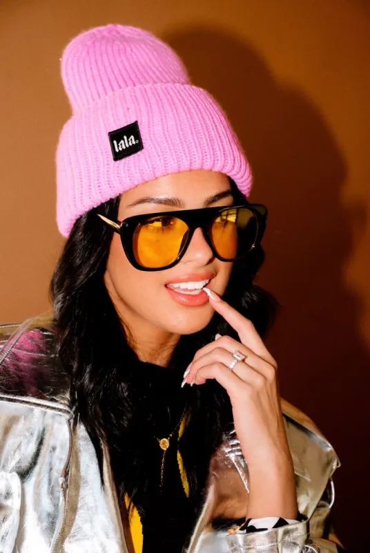 Grunge Chic Label Beanie in Bubblegum sold by Dressed In Lala