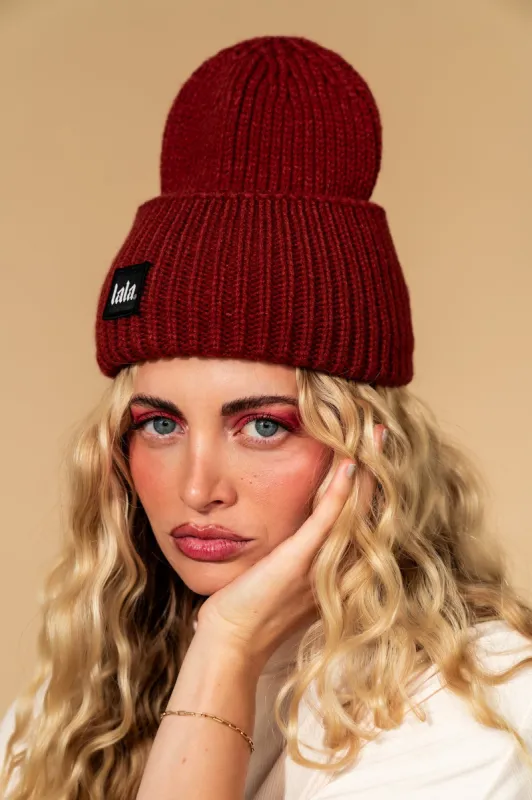 Grunge Chic Label Beanie in Brick sold by Dressed In Lala