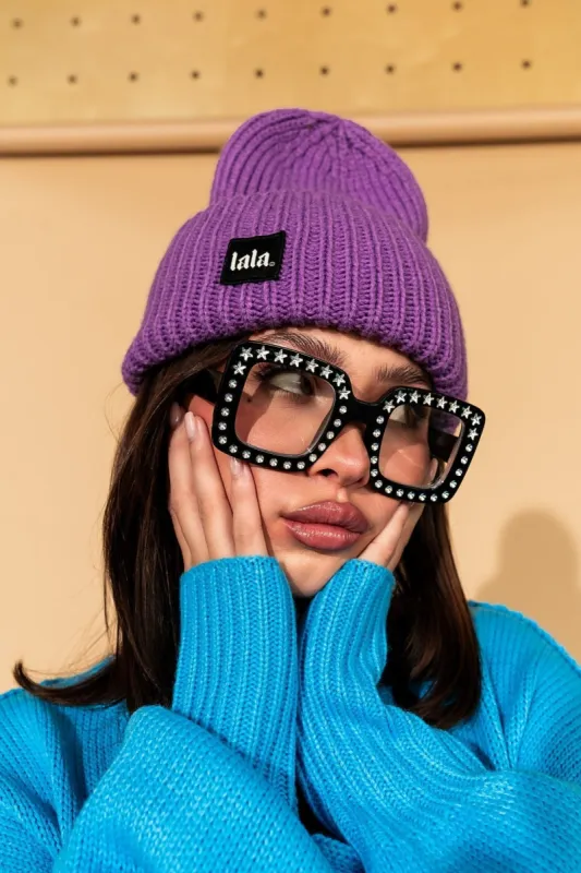 Grunge Chic Label Beanie in Violet sold by Dressed In Lala