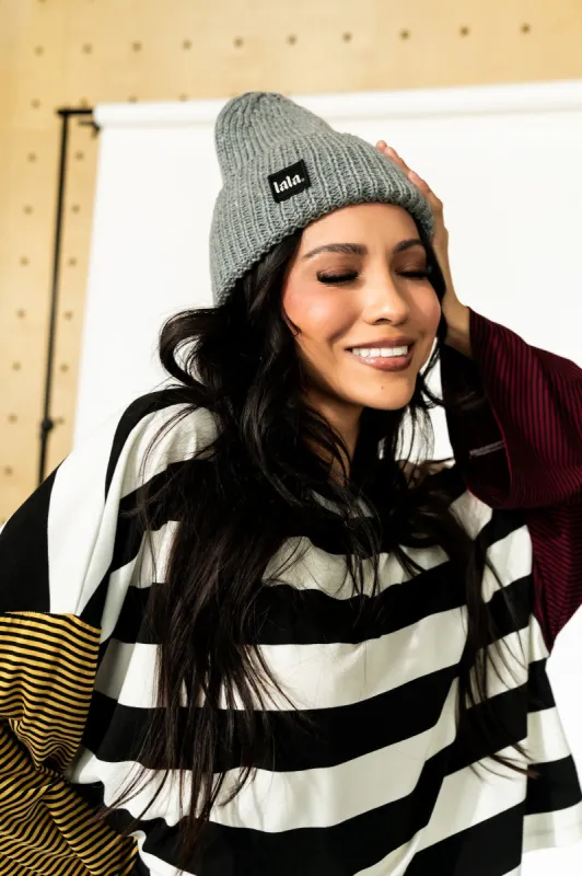 Grunge Chic Label Beanie in Grey sold by Dressed In Lala