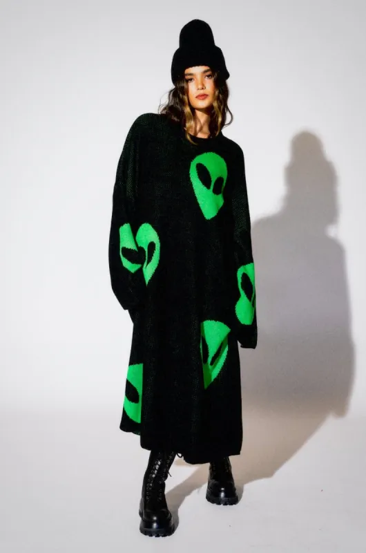 Literally Limitless Oversized Knit Dress in Alien Lover sold by Dressed In Lala