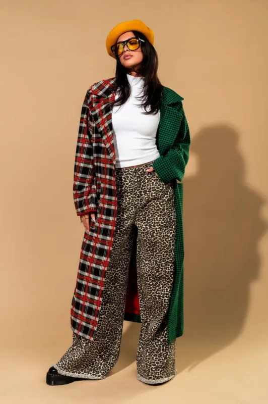 Libra Longline Coat in Vintage Maximalist Half + Half Plaid sold by Dressed In Lala