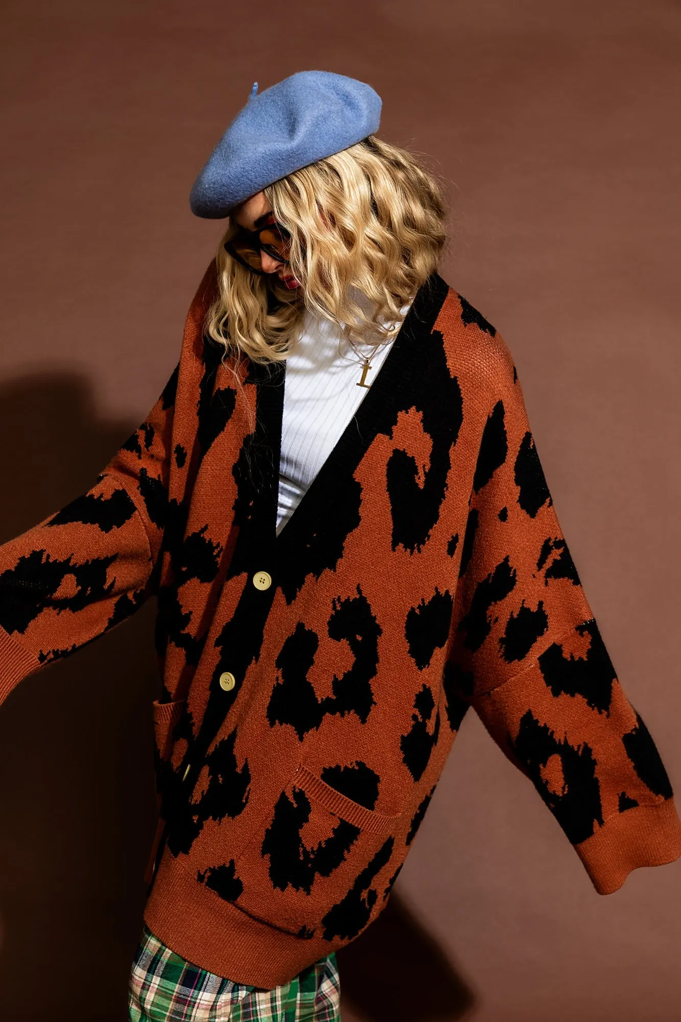 Meow! Oversized Leopard Cardigan sold by Dressed In Lala product image thumbnail 4