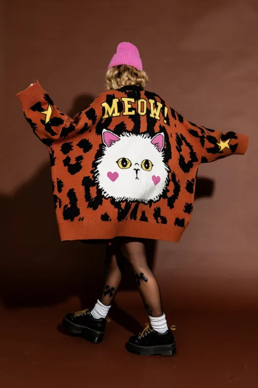 Meow! Oversized Leopard Cardigan sold by Dressed In Lala