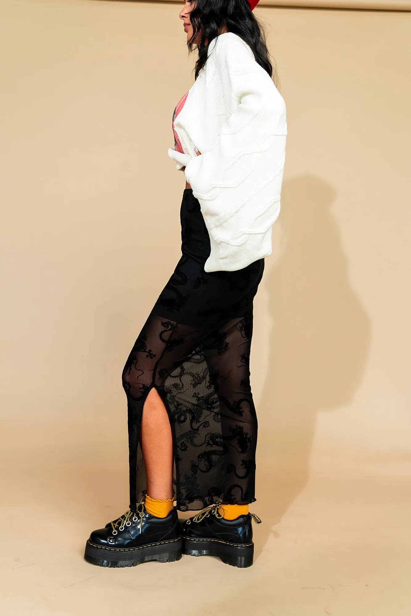 Enchantress Mesh Burnout Dragon Skirt in Dangerous Woman sold by Dressed In Lala product image thumbnail 4