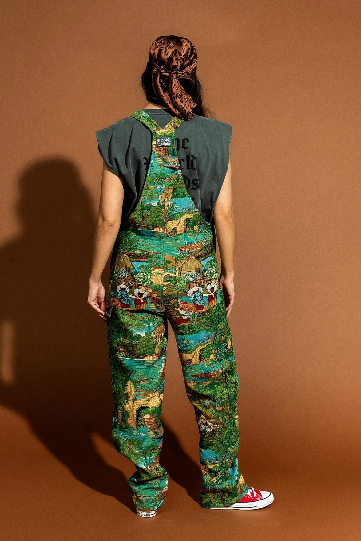 Grandma's Couch Jacquard Overalls in Grass is Greener sold by Dressed In Lala product image thumbnail 4