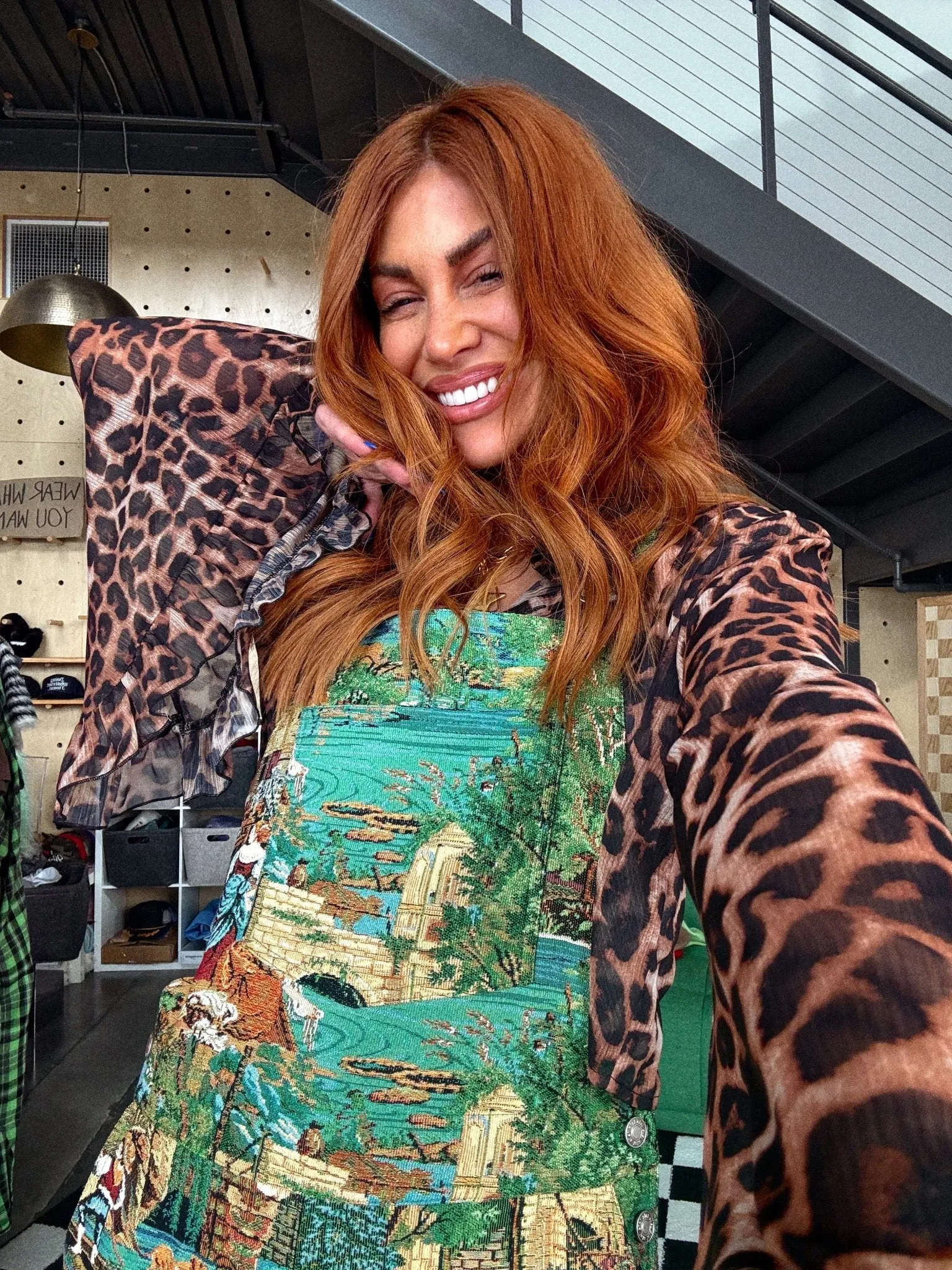 Grandma's Couch Jacquard Overalls in Grass is Greener sold by Dressed In Lala product image thumbnail 2