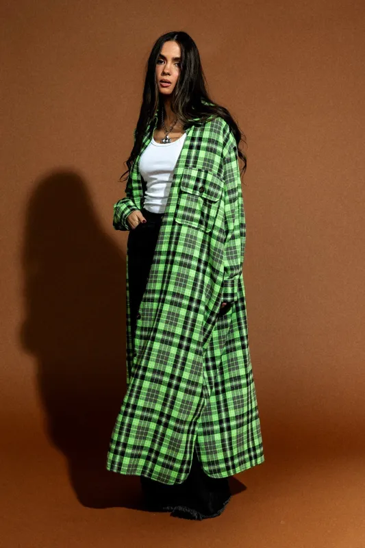 Grunge Goddess Flannel in Lime sold by Dressed In Lala