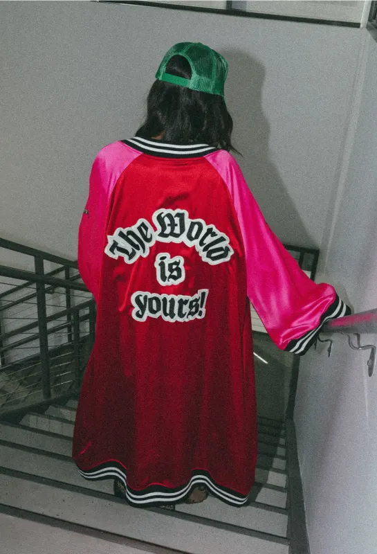 Take Up Space Kimono Bomber in Red + Pink *RESTOCKED* sold by Dressed In Lala