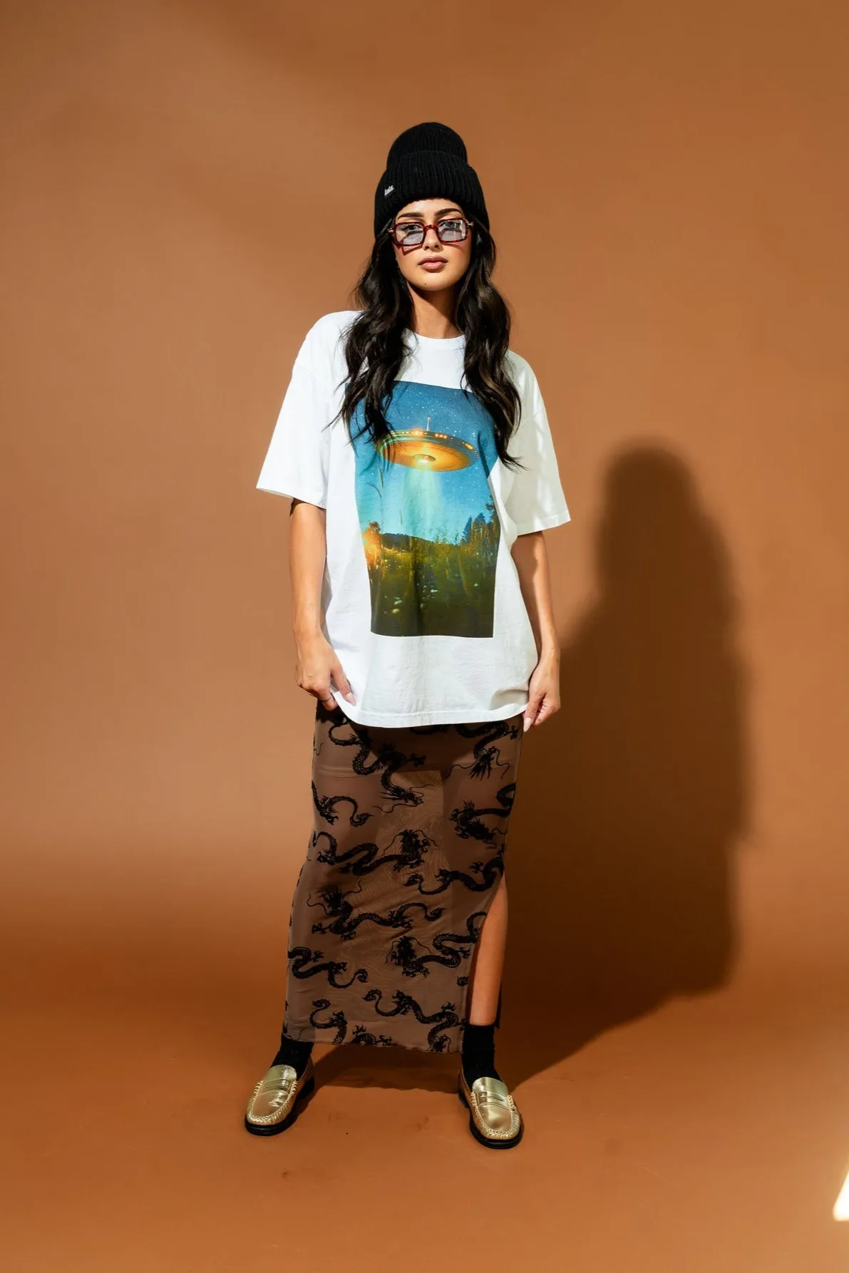 Enchantress Mesh Burnout Dragon Skirt in Neutral Dangerous Woman sold by Dressed In Lala product image thumbnail 3