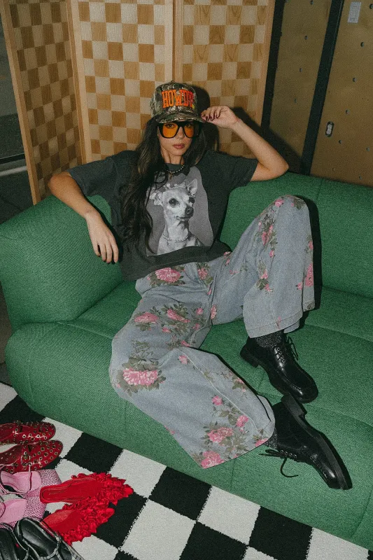 90s Throwback Floral Wide Leg Denim sold by Dressed In Lala