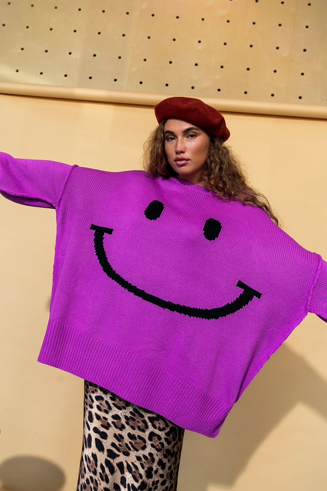 Serotonin Smile Oversized Knit in Ultraviolet sold by Dressed In Lala product image thumbnail 3