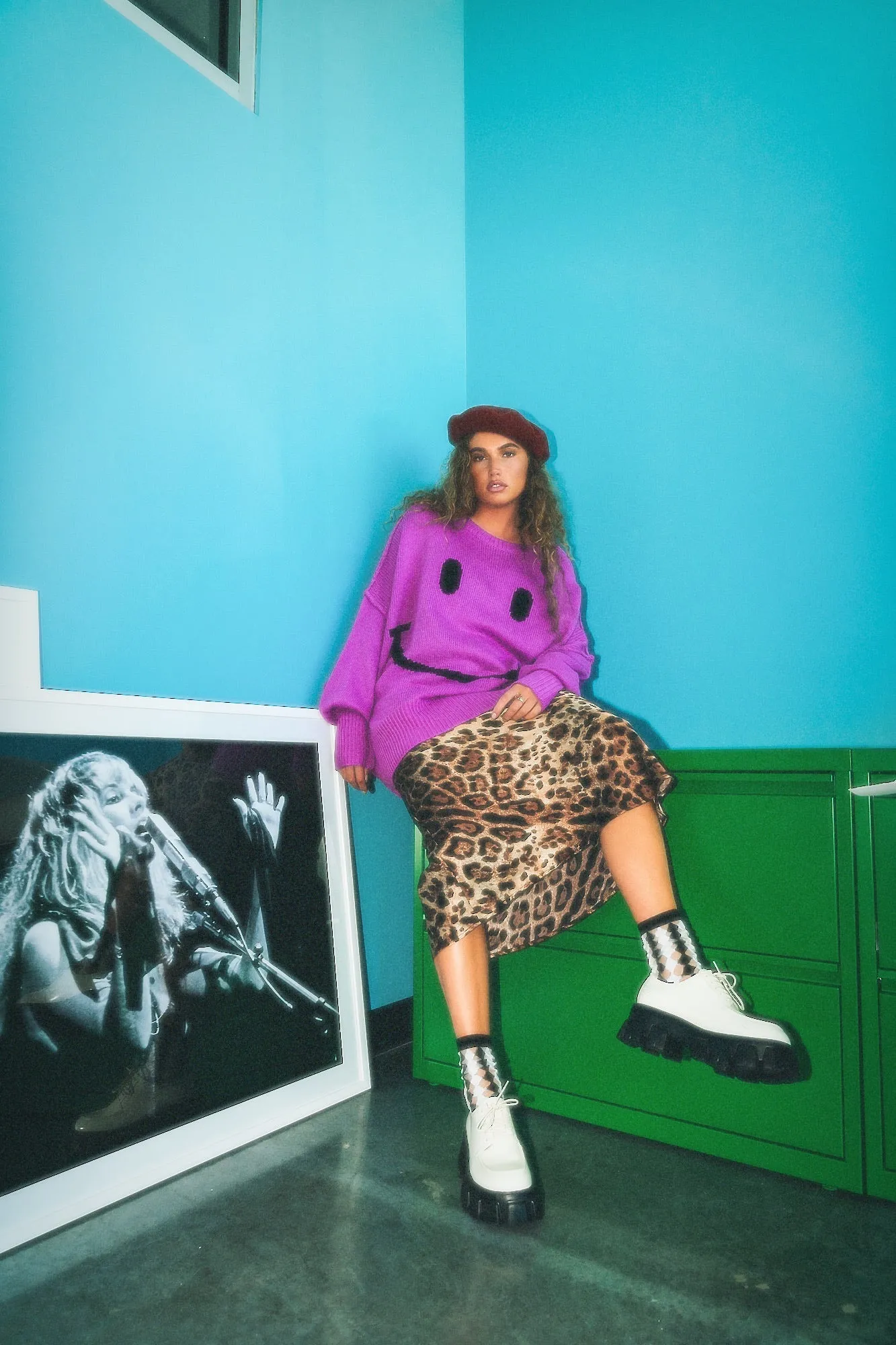 Serotonin Smile Oversized Knit in Ultraviolet sold by Dressed In Lala product image thumbnail 5