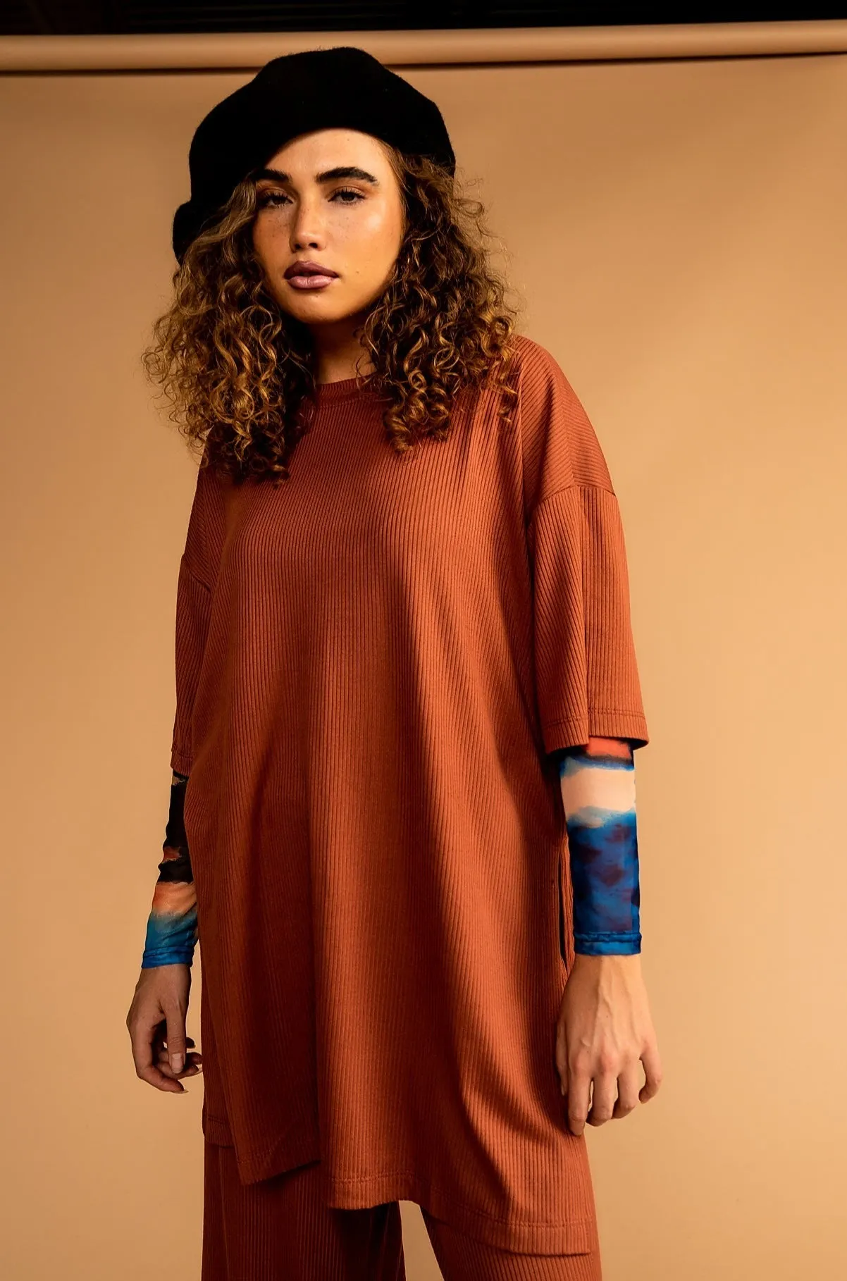 Lex Ribbed Playsuit in Toasted Nutmeg sold by Dressed In Lala product image thumbnail 4