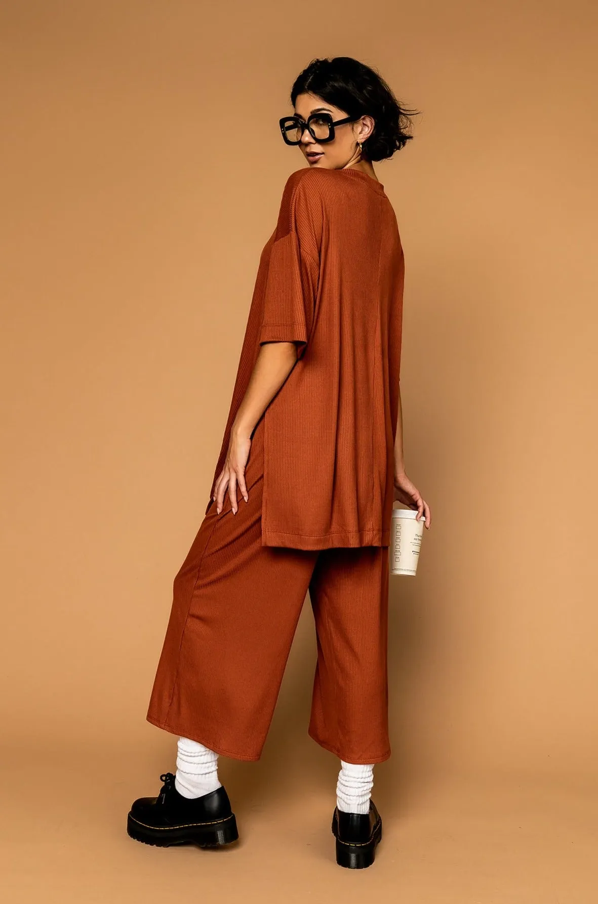 Lex Ribbed Playsuit in Toasted Nutmeg sold by Dressed In Lala product image thumbnail 5