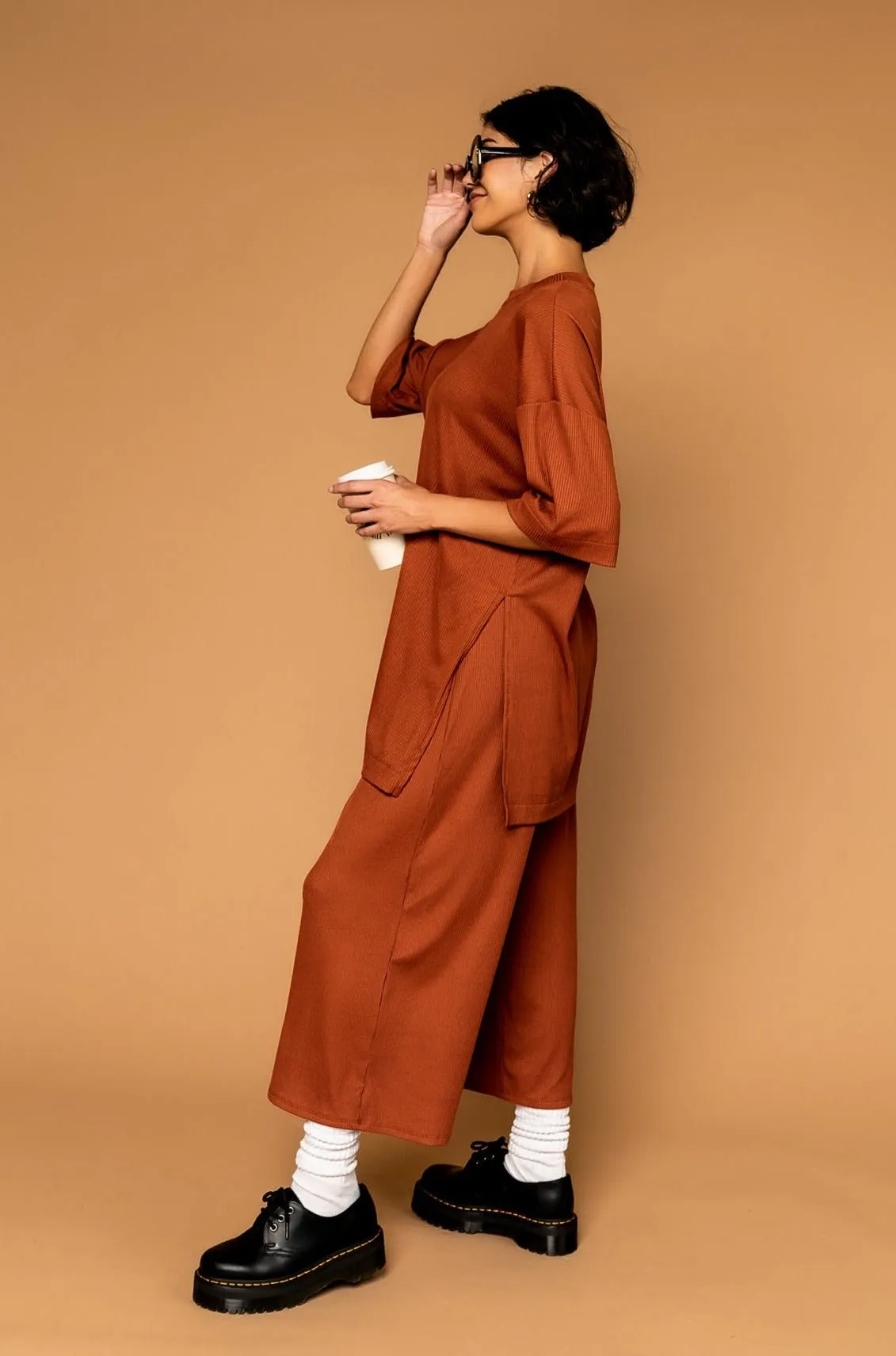 Lex Ribbed Playsuit in Toasted Nutmeg sold by Dressed In Lala product image thumbnail 3