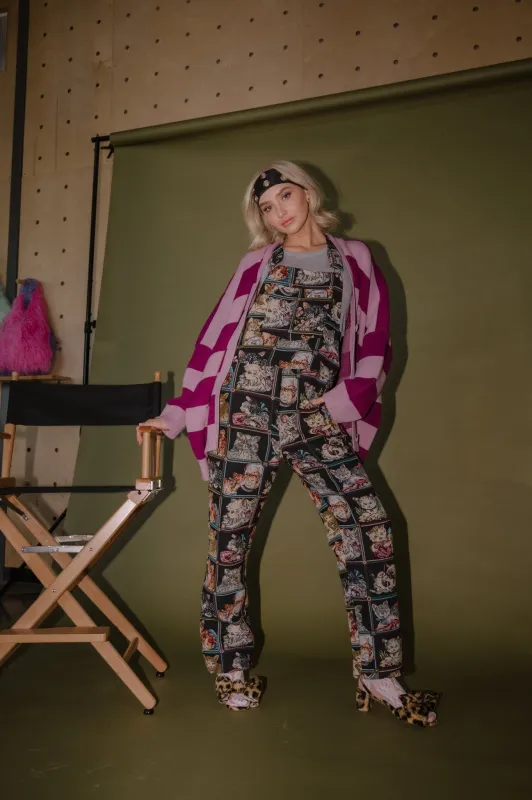 Grandma's Couch Jacquard Overalls in Cute as a Kitten sold by Dressed In Lala