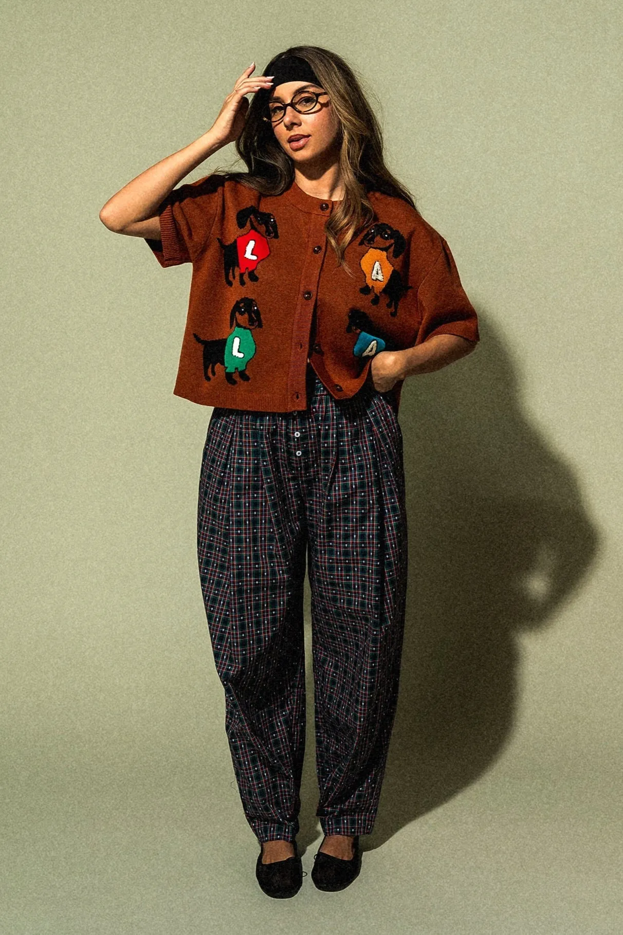 Happy Chance Barrel Leg Boxer Pants in Lots of Love Plaid sold by Dressed In Lala product image thumbnail 4