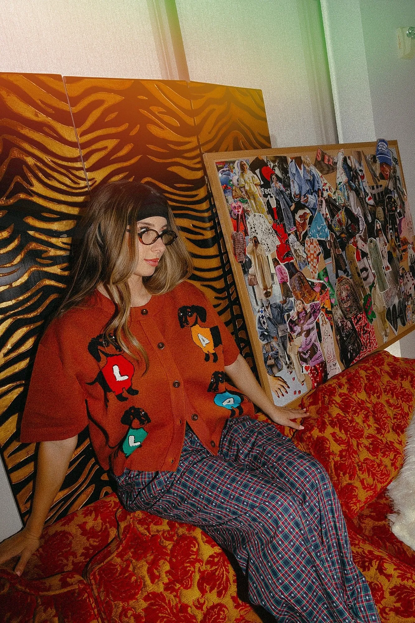 Happy Chance Barrel Leg Boxer Pants in Lots of Love Plaid sold by Dressed In Lala product image thumbnail 5