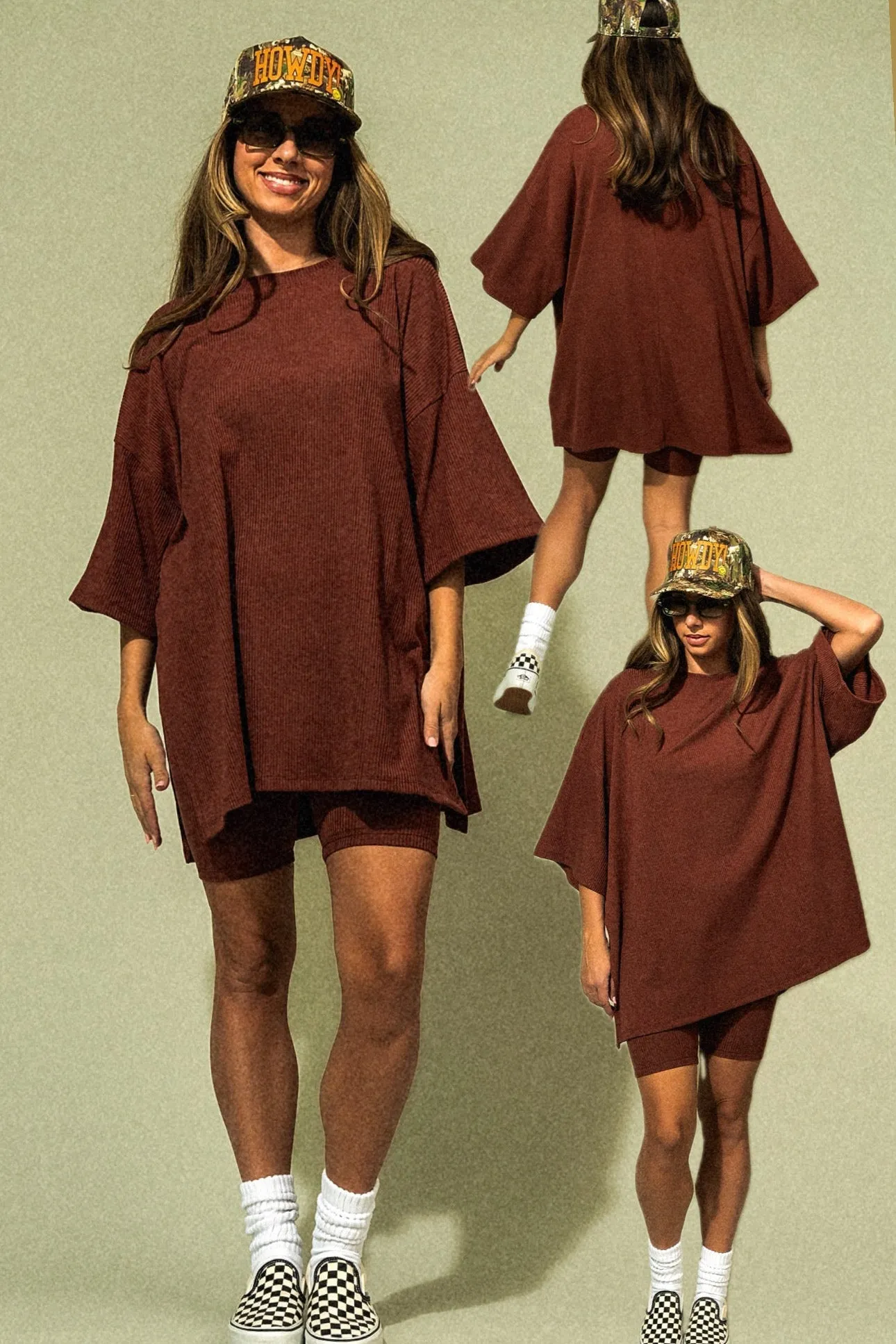 Malone Ribbed Biker Set in Cool Girl Brown sold by Dressed In Lala