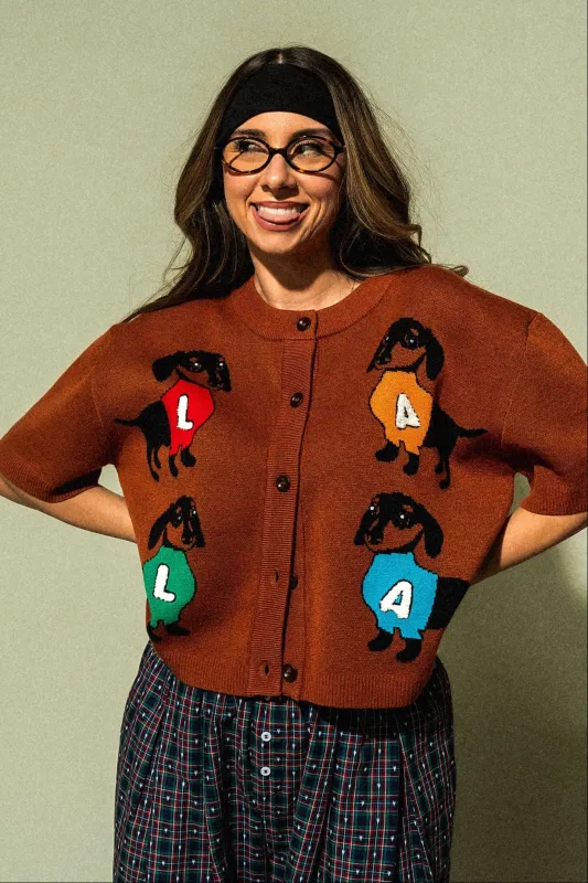 A Girl’s Best Friend Weenie Dog Short Sleeve Cardigan sold by Dressed In Lala