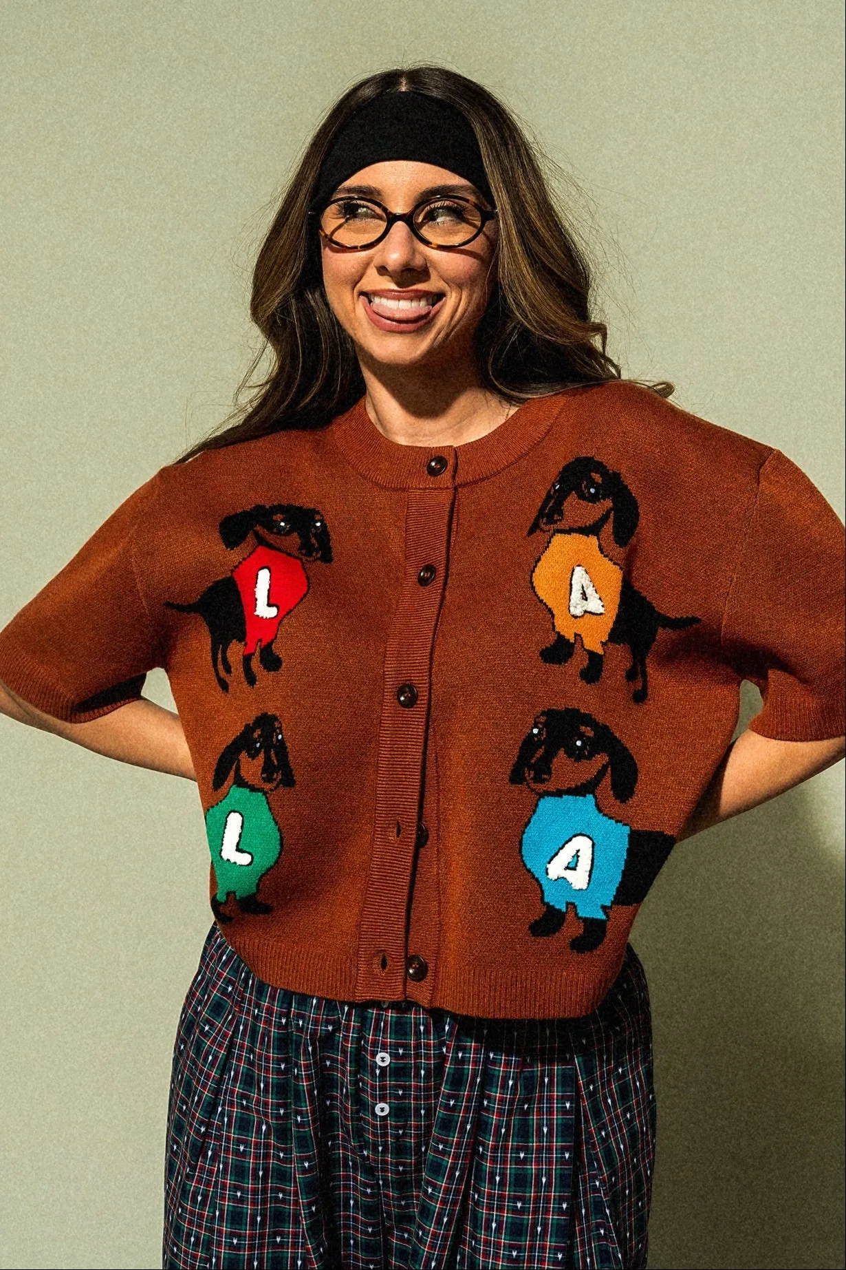 A Girl’s Best Friend Weenie Dog Short Sleeve Cardigan sold by Dressed In Lala