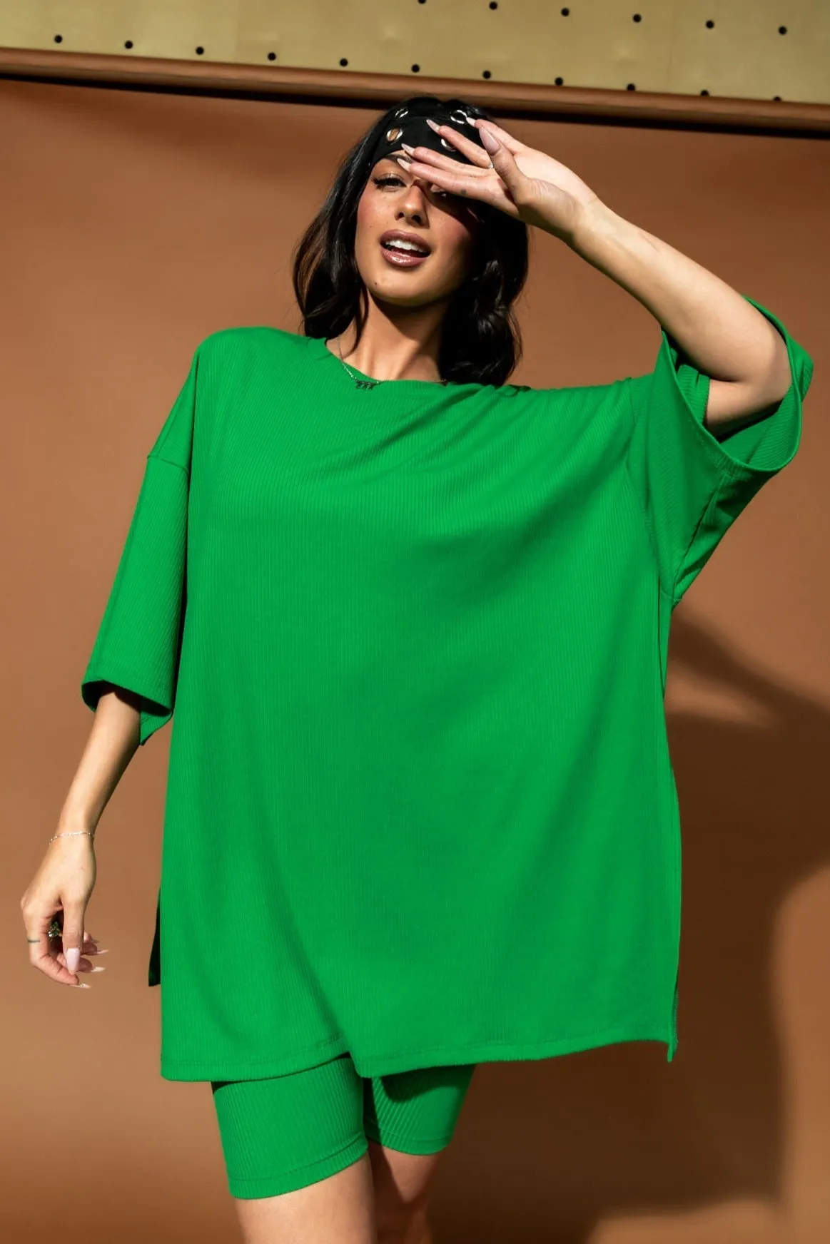 Malone Ribbed Biker Set in Four Leaf Clover sold by Dressed In Lala product image thumbnail 3