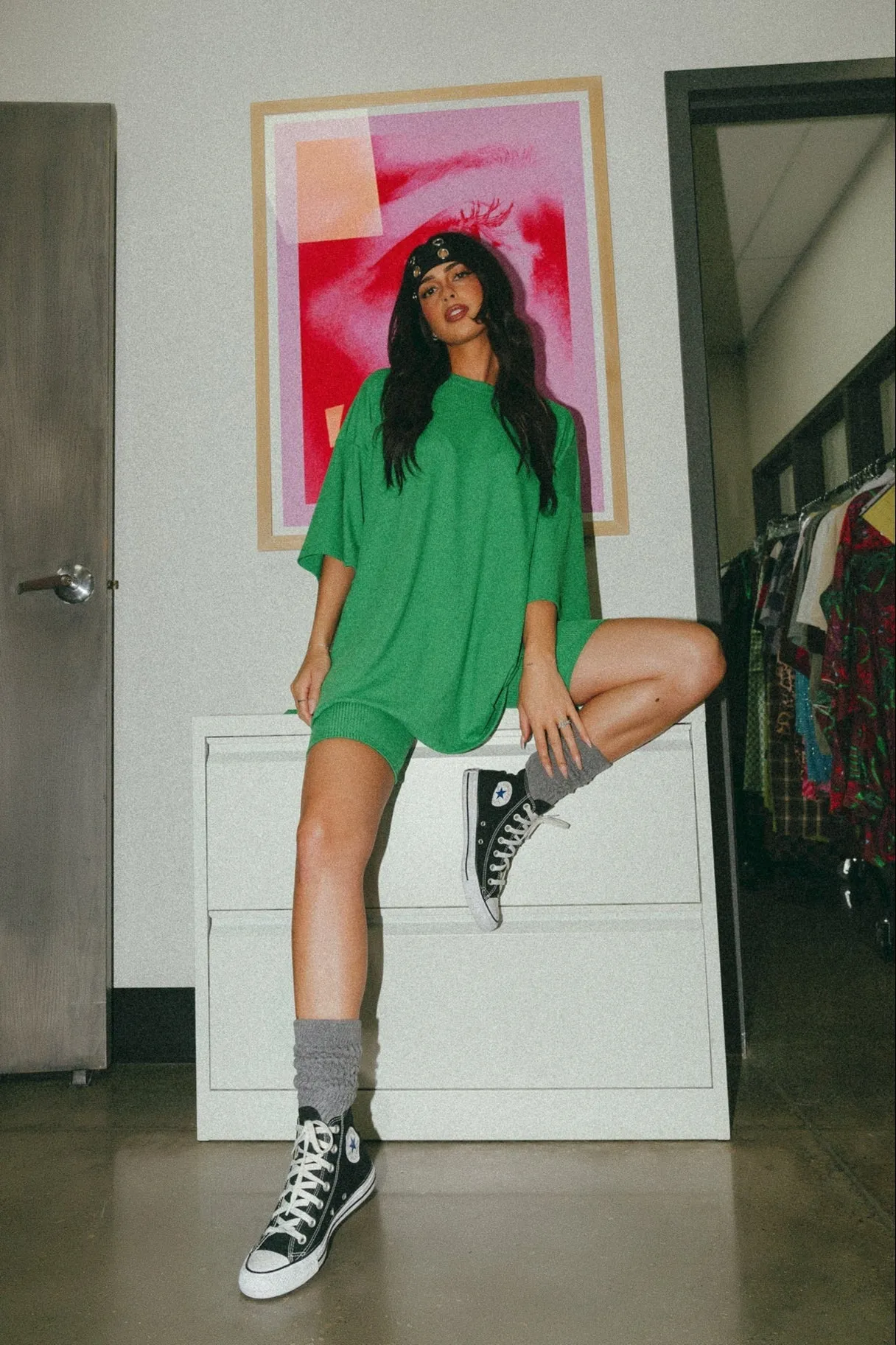 Malone Ribbed Biker Set in Four Leaf Clover sold by Dressed In Lala product image thumbnail 5