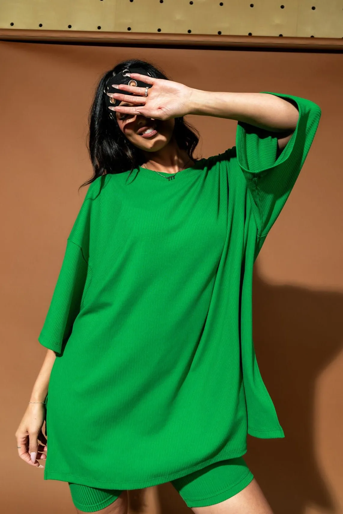 Malone Ribbed Biker Set in Four Leaf Clover sold by Dressed In Lala product image thumbnail 2