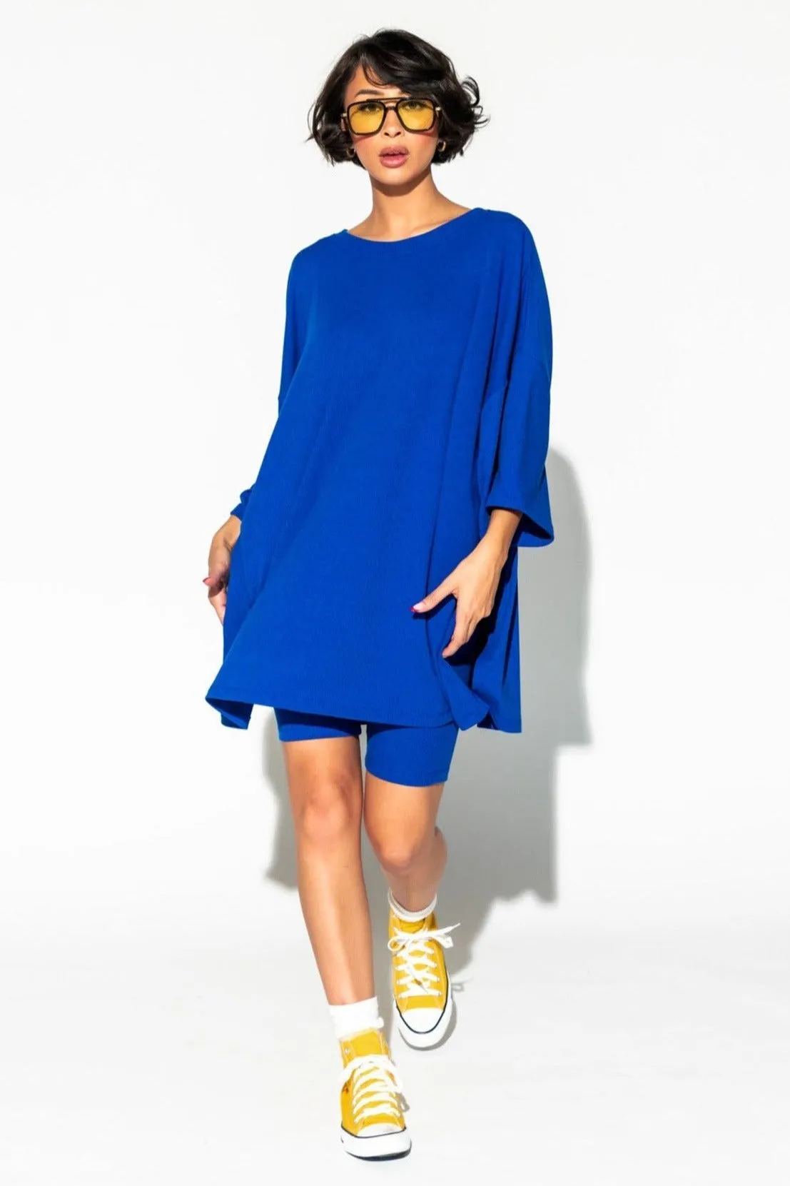 Malone Ribbed Biker Set in Royal Blue sold by Dressed In Lala