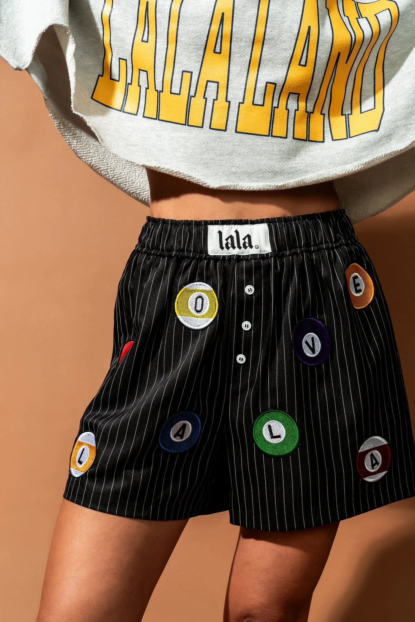 Lady Lala Luck Pinstripe Boxer Shorts sold by Dressed In Lala