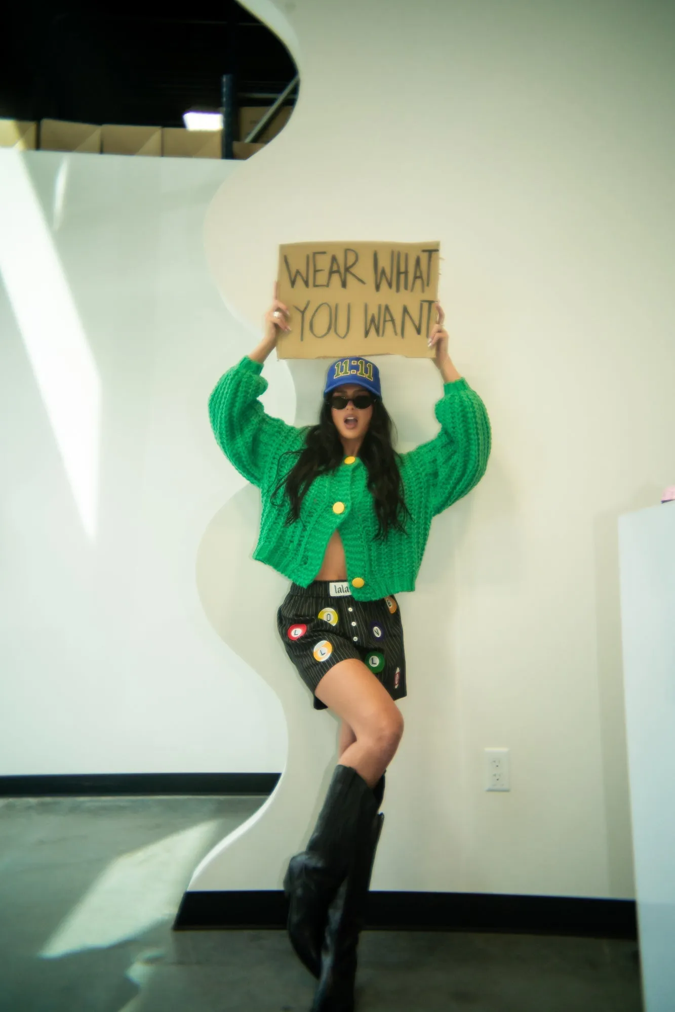 You Wish Hand Knit Chunky Cardigan in Green sold by Dressed In Lala product image thumbnail 3