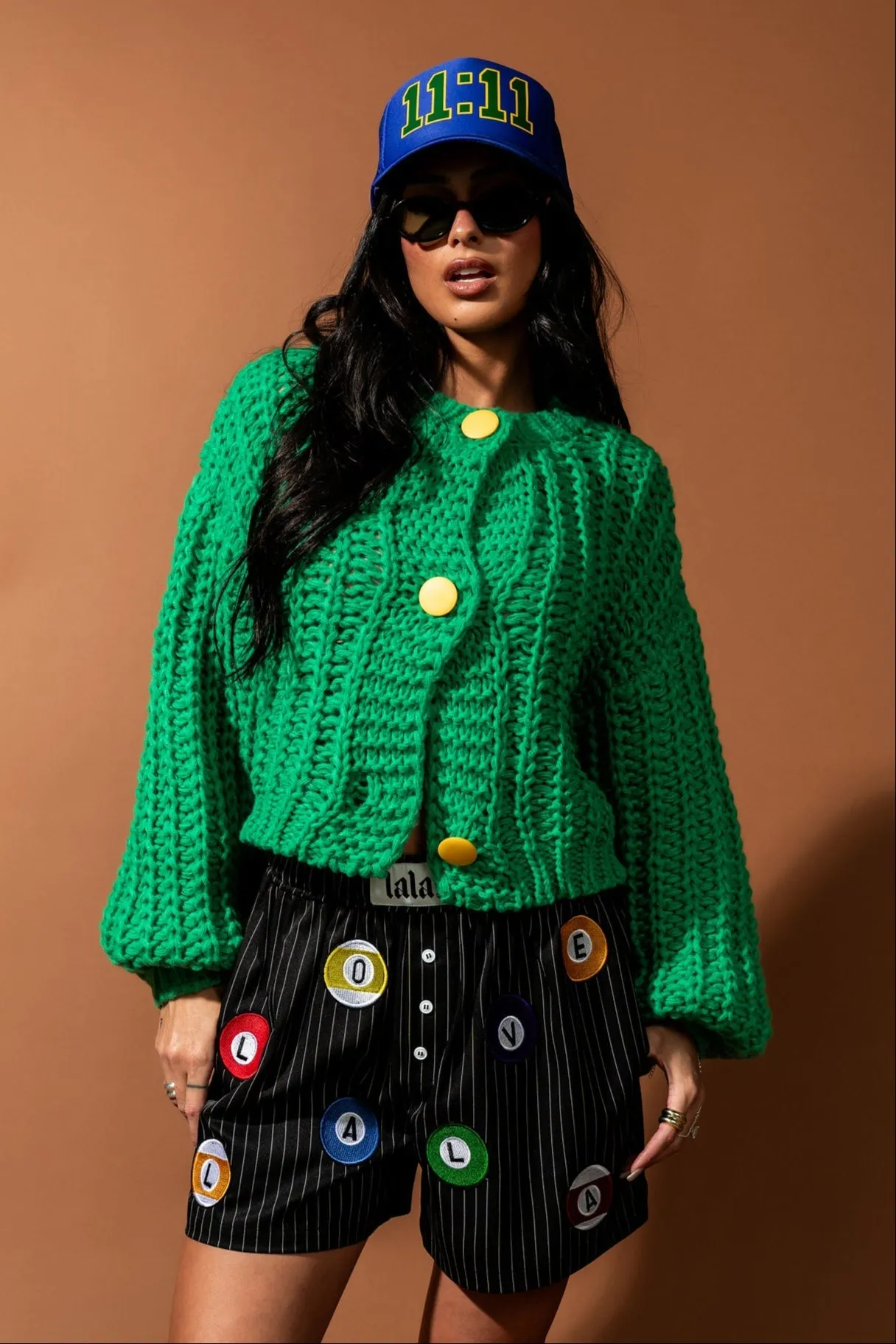 You Wish Hand Knit Chunky Cardigan in Green sold by Dressed In Lala product image thumbnail 4