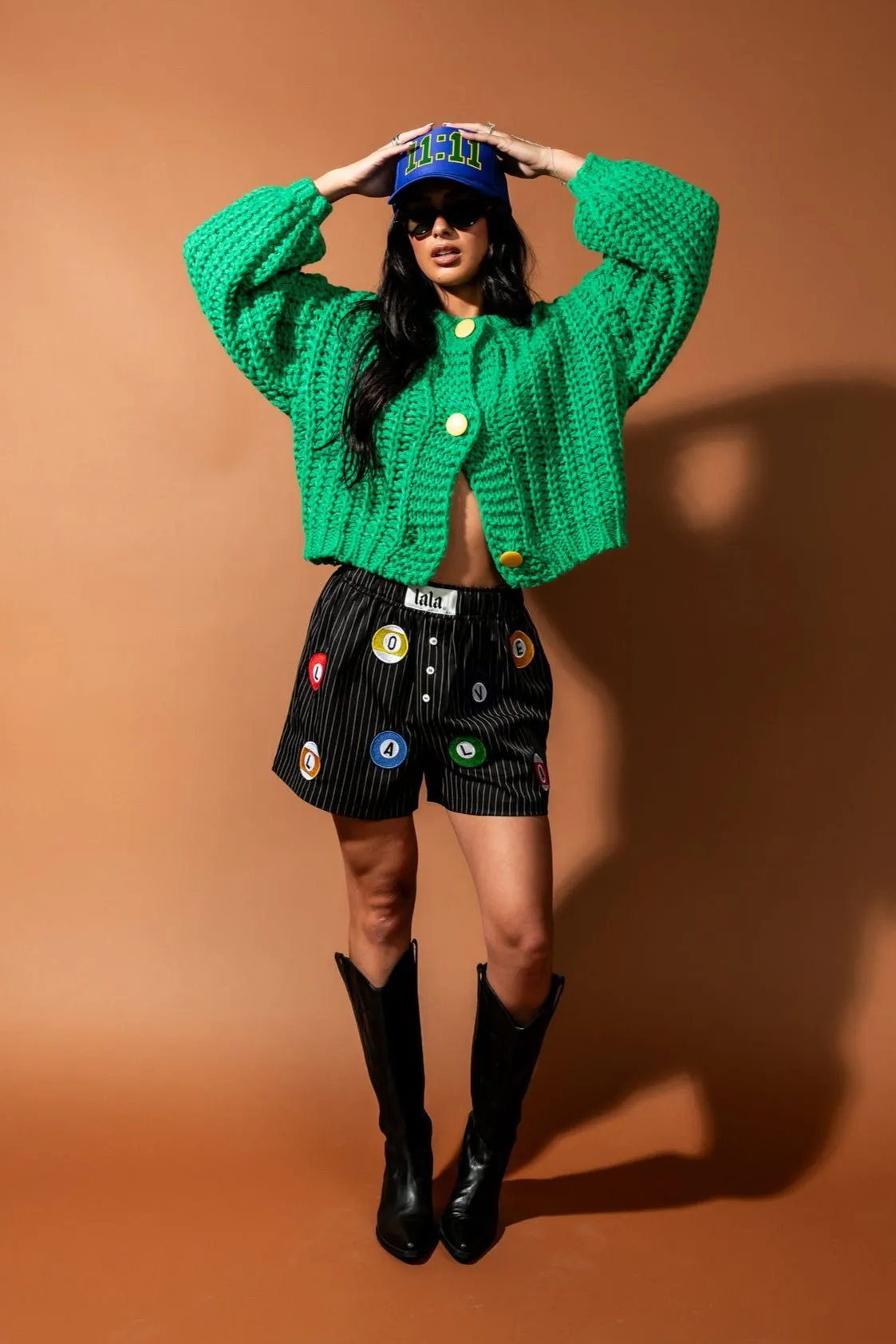 You Wish Hand Knit Chunky Cardigan in Green sold by Dressed In Lala