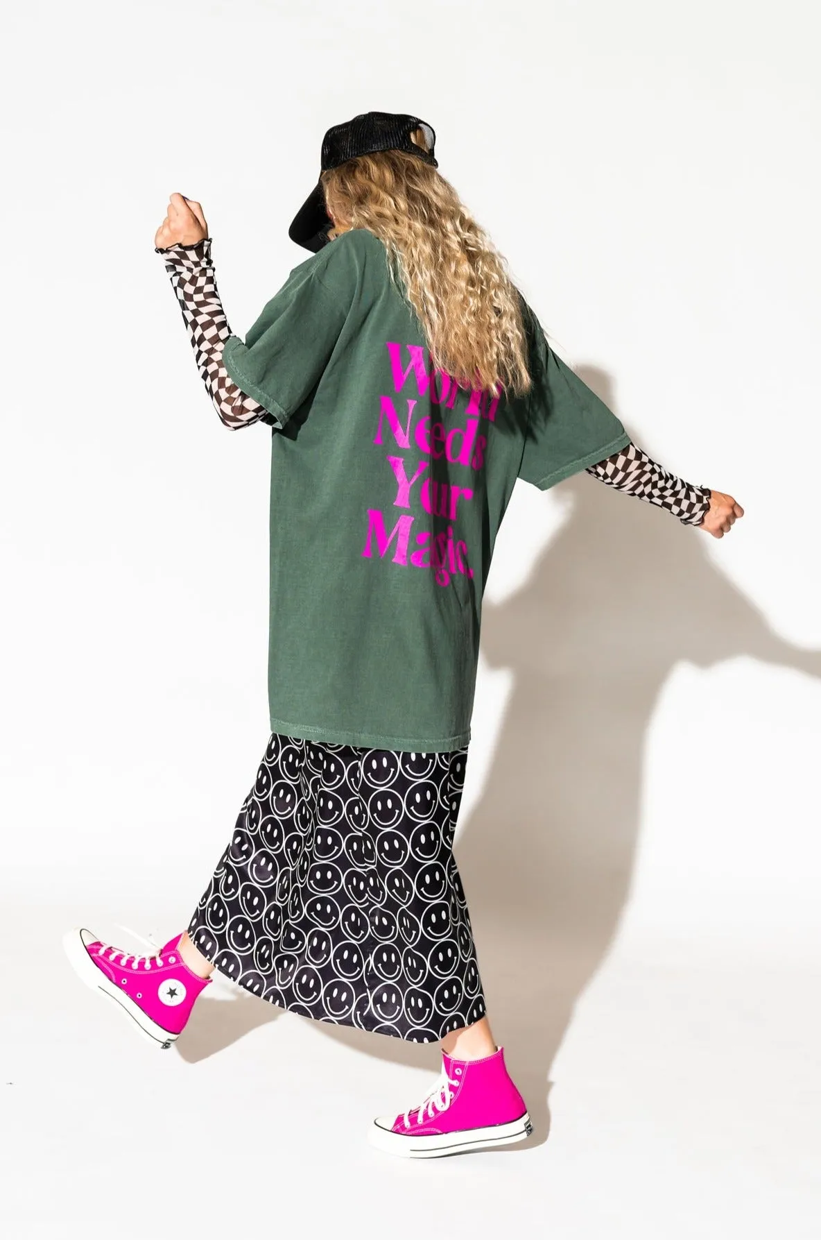 The World Needs Your Magic Oversized Tee in Jade + Pink sold by Dressed In Lala product image thumbnail 4