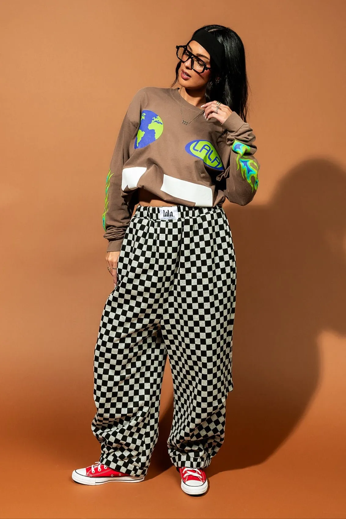 Rocky Harem Pants in Grey + Black Checkerboard sold by Dressed In Lala product image thumbnail 4