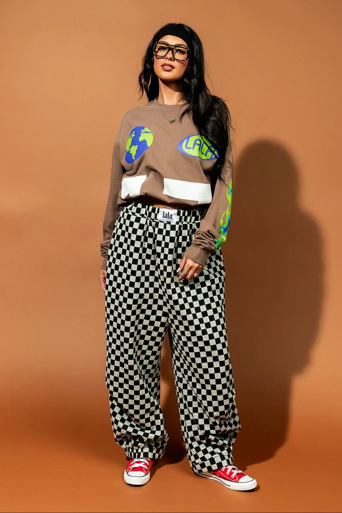 Rocky Harem Pants in Grey + Black Checkerboard sold by Dressed In Lala