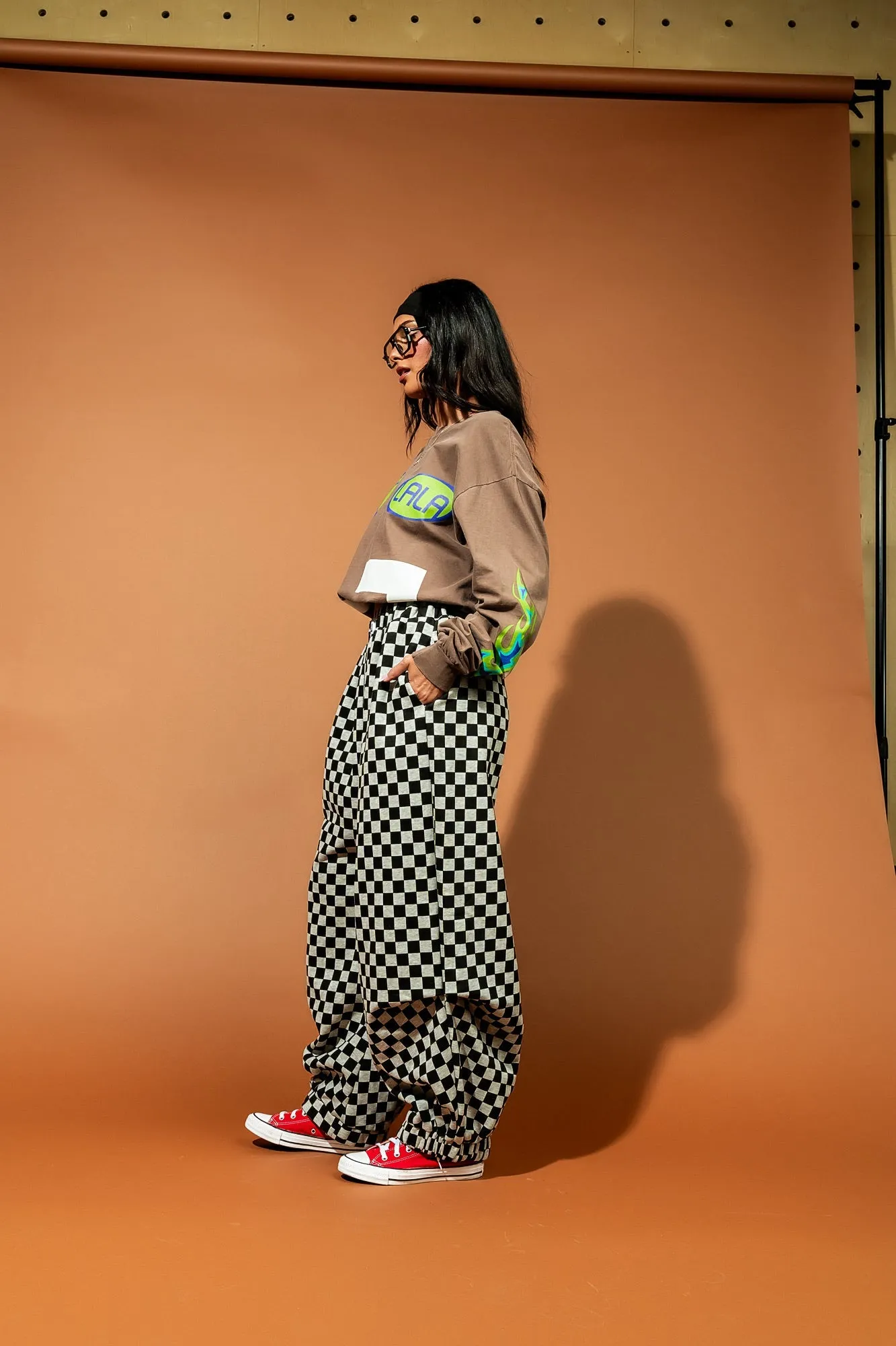 Rocky Harem Pants in Grey + Black Checkerboard sold by Dressed In Lala product image thumbnail 2
