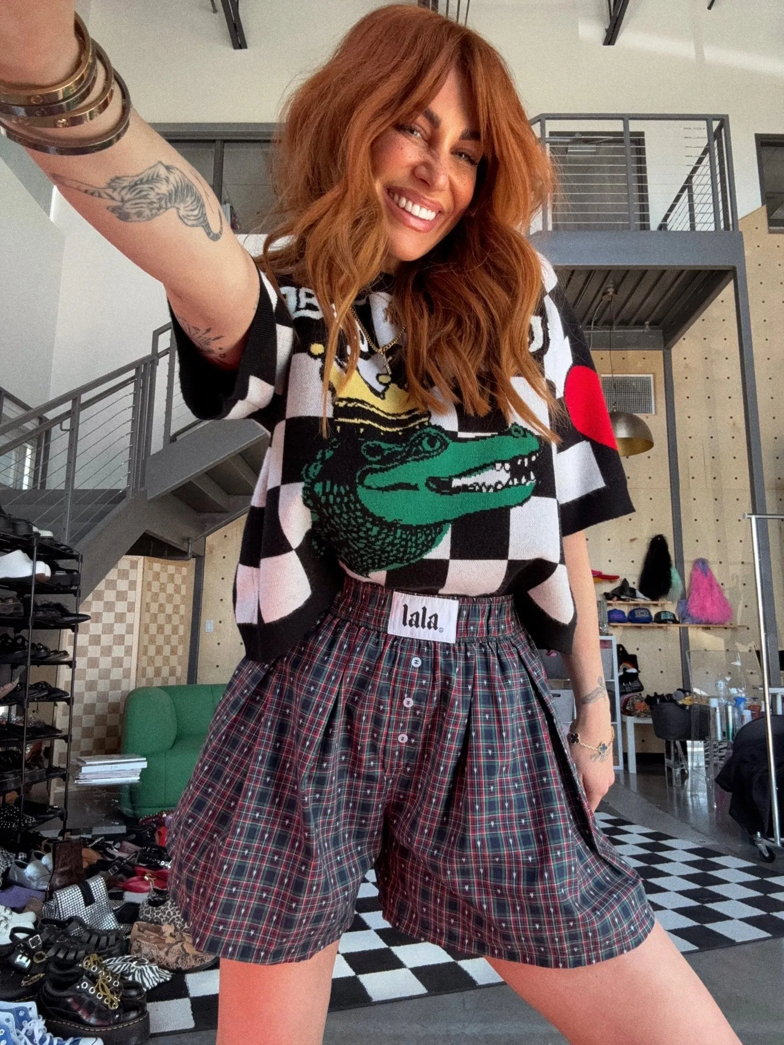 Lots of Love Plaid Pleated Boxer Shorts sold by Dressed In Lala product image thumbnail 4