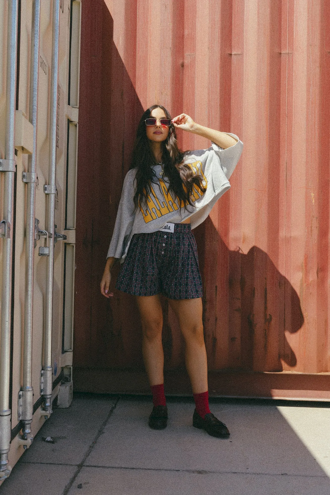 Lots of Love Plaid Pleated Boxer Shorts sold by Dressed In Lala product image thumbnail 2