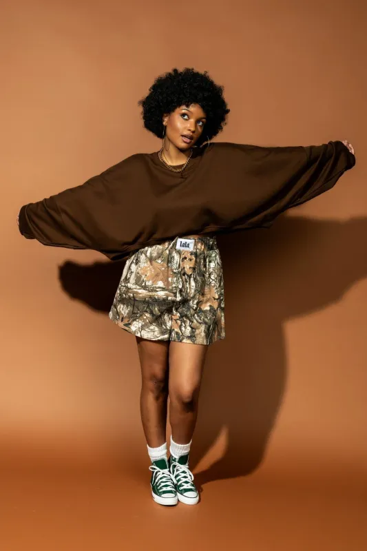 Brat Cropped Pullover in Chocolate Brown made by Dressed In Lala