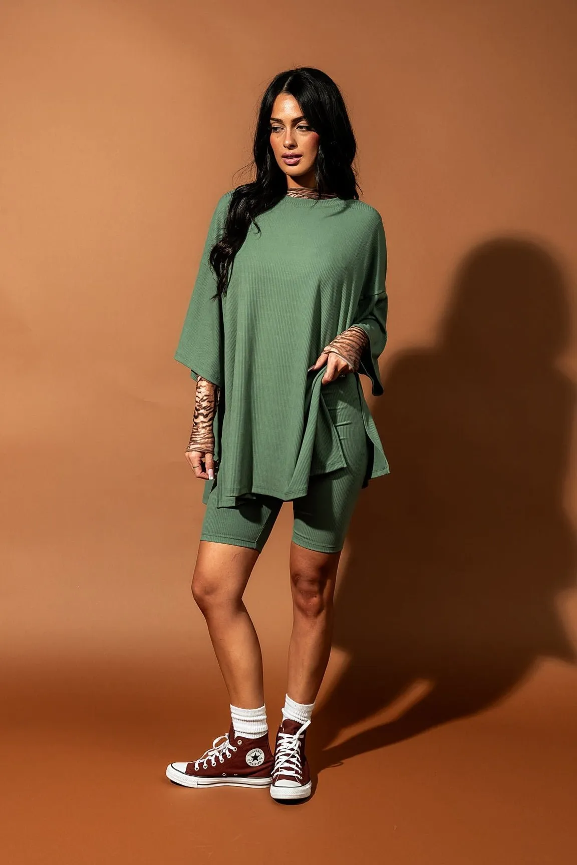 Malone Ribbed Biker Set in Sage sold by Dressed In Lala product image thumbnail 5