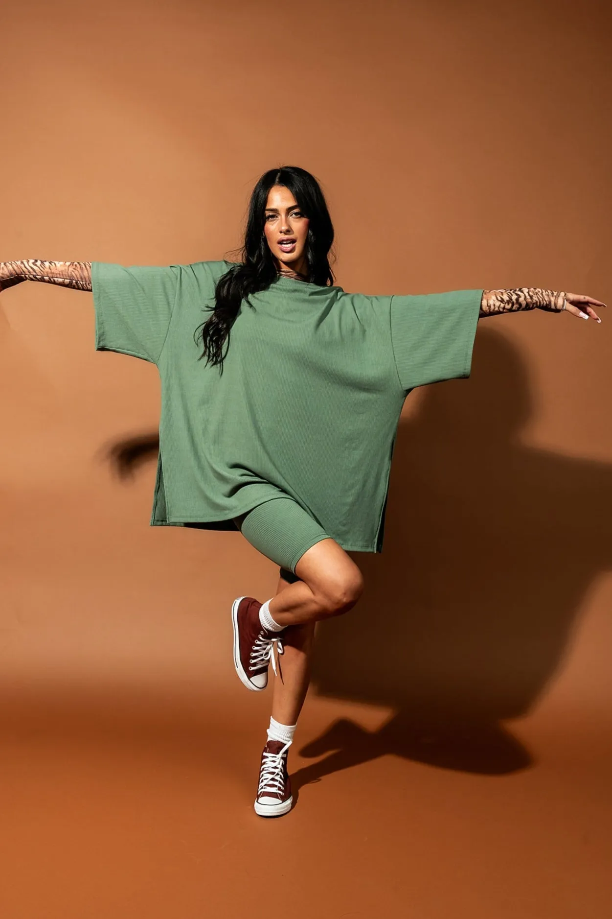 Malone Ribbed Biker Set in Sage sold by Dressed In Lala product image thumbnail 2