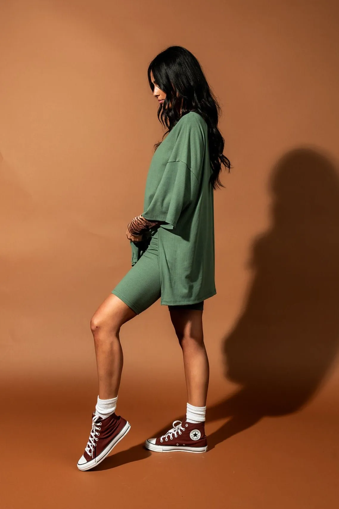 Malone Ribbed Biker Set in Sage sold by Dressed In Lala product image thumbnail 4