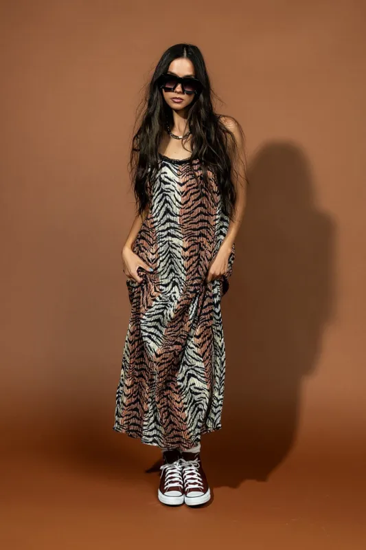 Money Honey Plisse Slip Dress in Go Get 'Em Tiger sold by Dressed In Lala