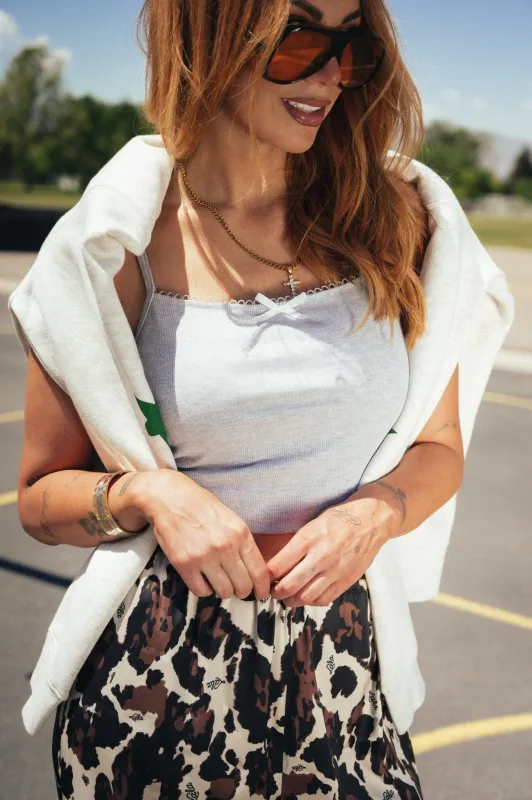 LOML Bow Tank in Heather Grey sold by Dressed In Lala